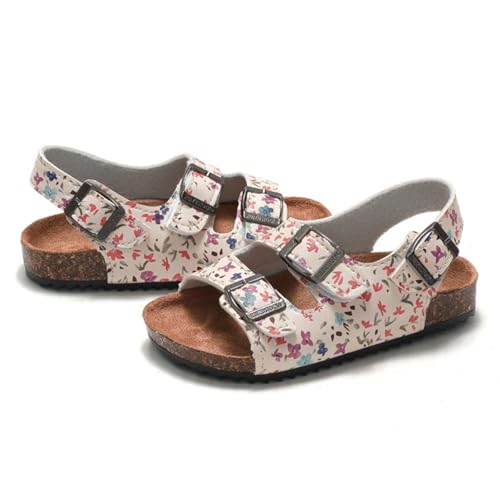 Kids Toddler Sandals Boys Girls Cork Footbed Sandal Comfort Buckle Slip On Summer Slides with Adjustable Back Strap
