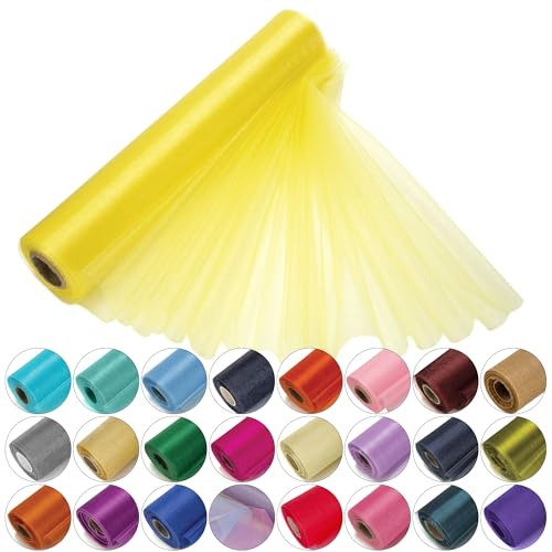 Trimming Shop Rouleau en Organza Snow Sheer, 25 m x 29 cm, pour Chaise, écharpe, Chemin de Table, décoration de fête de Noël et de Mariage, projets de Bricolage,...