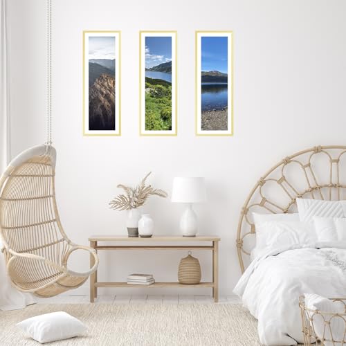 Image of JCJMY 12x30 Picture Frame with 9x27 Mat, Display Photo 9x27 with Mat or 12 x 30 Without Mat, Wall Hanging Large 12 by 30 Poster Frame with Plexiglass, Gold