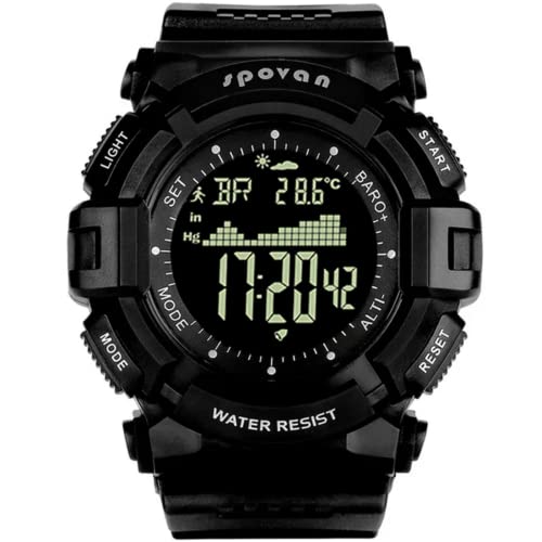 CakCity Military Watches for Men Waterproof Altimeter Tactical Army Outdoor Watches with Barometer Pedometer Thermometer Black/Black