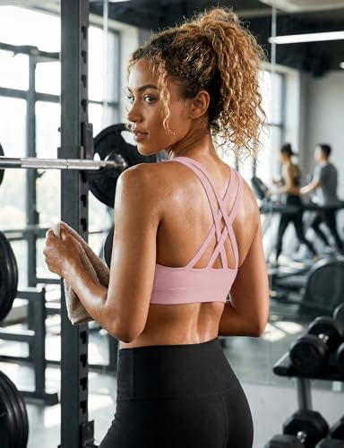 Image of Buauty Mid Impact Sports Bras for Women with Removable Padded, Medium Support Racerback Bra Strappy Yoga Bras for Fitness