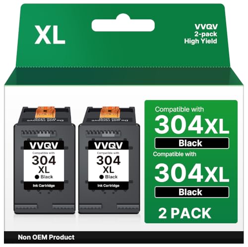 Cartouche HP 304 XL noir compatible pour imprimantes Envy 5030 et DeskJet 2620 - Pack de 2