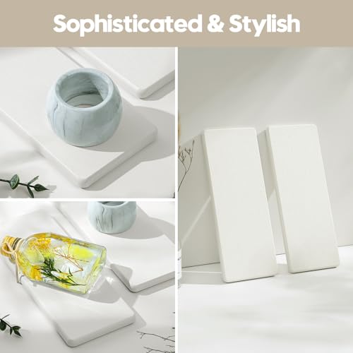Image of 2PCS White Water Absorbing Diatomite Stone Drying Soap Dish Sink Vanity Tray for Bathroom /Kitchen Counter, Sponge Holder Mat Dispenser Rack Faucet Splash Guard Caddy Organizer, 9 inchx3.5 inch