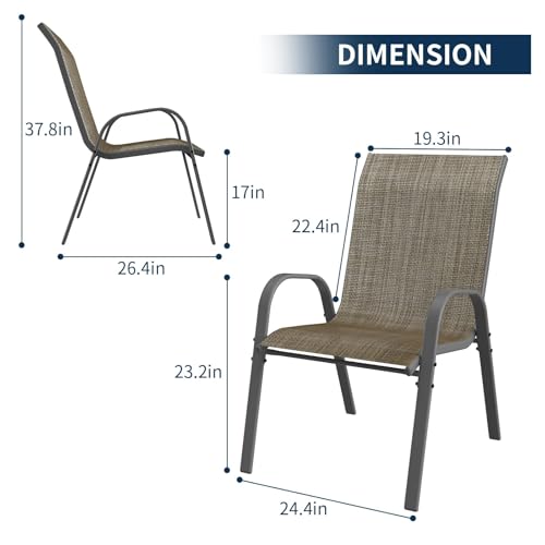 Image of Amopatio Patio Chairs Set of 4, Outdoor Stackable Dining Chairs for All Weather, Breathable Garden Outdoor Furniture for Backyard Deck(Dark Brown)