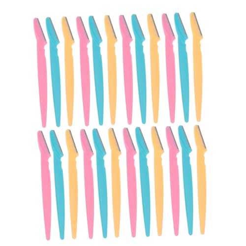 LALADEFIEE 24 Piezas Cuchillas Manuales para Cejas Acero Inoxidable Diseño Ligero y Compacto para Mujer y Hombre Moldeado Fácil y Duradero Colores Surtidos