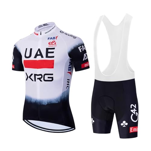 2025 Pro Team UAE Cycling Jersey Set For Men,Breathable MTB Road Bike Shirt Paddad Bib Short Kits (L)