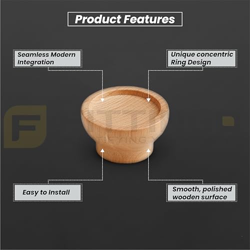 Image of Steam Beech Wood Drawer Knob| Solid Wooden Cabinet Door Handle | Round Knobs for Drawer, Wardrobe & Cupboard | Natural Finish Pull Handle for Kitchen Cabinets & Home - | 1.5 Inch,10 Piece|