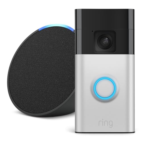 Ring Battery Video Doorbell (Satin Nickel) and Echo Pop (Charcoal)