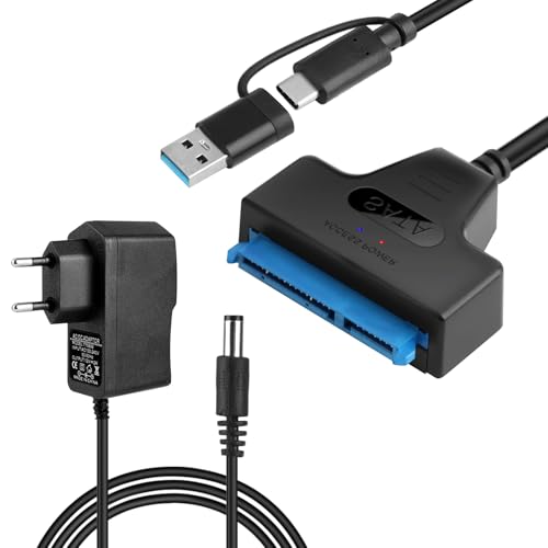 SATA USB Adapter für 2,5 Zoll und 3,5 Zoll SATA SSD/HDD, USB 3.0 mit UASP Unterstützung, 4-Kanal Datenübertragung, Windows Mac Linux kompatibel, Plug & Play, schnelles Backup und Speichererweiterung SATA USB Adapter für 2,5 Zoll und 3,5 Zoll SATA SSD/HDD, USB 3.0 mit UASP Unterstützung, 4-Kanal Datenübertragung, Windows Mac Linux kompatibel, Plug & Play, schnelles Backup und Speichererweiterung