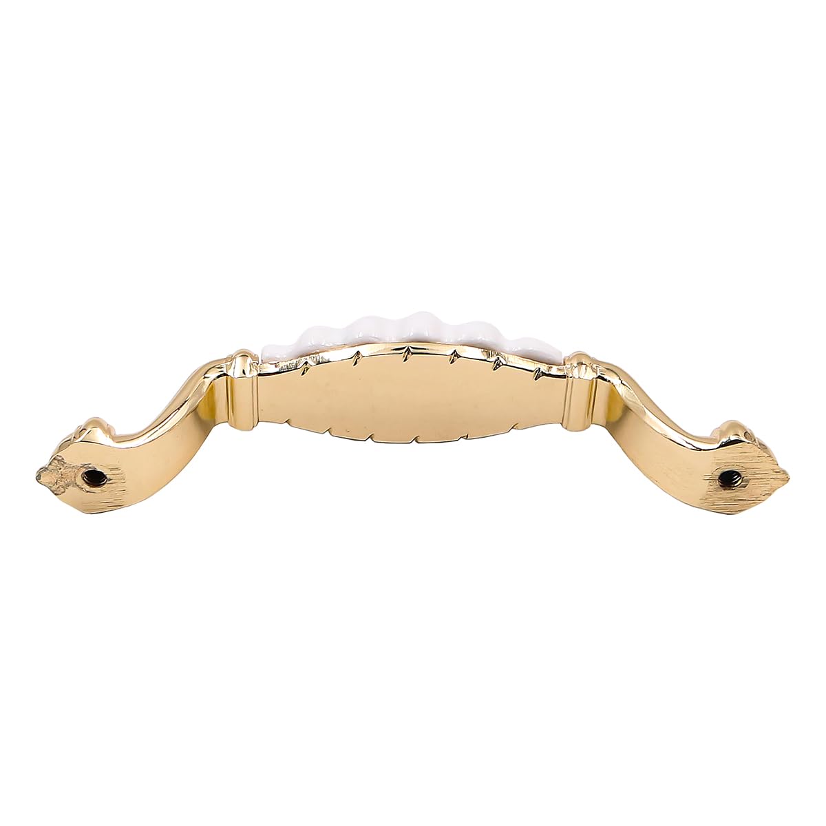 ZONADAH Set of 4 Cabinet Handles, Hole Distance 96mm, Total 115mm, White Ceramics & Gold Plated Cabinet Pull Handles - Image 2