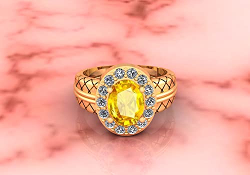 Saphir jaune naturel non chauffé bague d'exception en véritable gemme Pukhraj A+ - 3