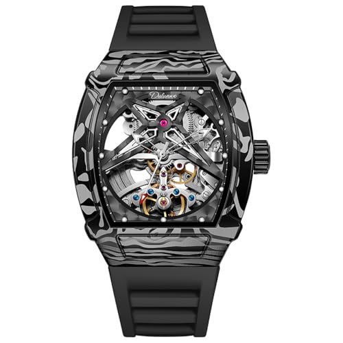 DAXIAOYU Montre Tonneau de luxe pour homme - Squelette étoilé - Mouvement mécanique automatique...