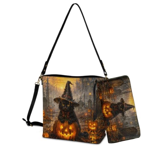 Image of Bucket Crossbody Bag Set for Women Lady, Leather Purse and Wallet Set Large Bucket Bag with Wallet