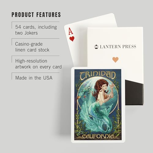 Lantern Press Trinidad, California, Mermaid, 52 cartas póker miniatura 3