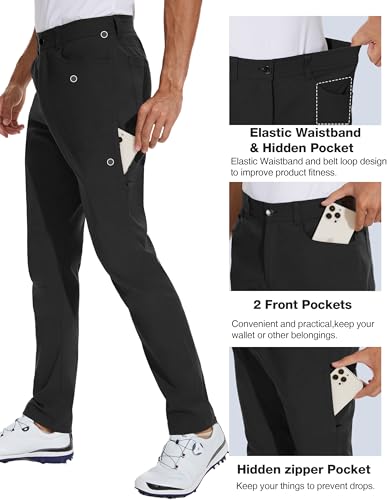SPECIALMAGIC Mens Golf Pants Stretch Hiking Travel Waterproof Casual Lightweight Slim Fit Quick Dry Tarpred with Pockets2