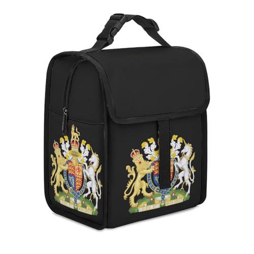 British Royal Coat of Arms England Queen Printed Lunch Bag Insulated Lunch Box Cooler Tote with Buckle Handle for Work Picnic Travel British Royal Coat of Arms England Queen Printed Lunch Bag Insulated Lunch Box Cooler Tote with Buckle Handle for Work Picnic Travel