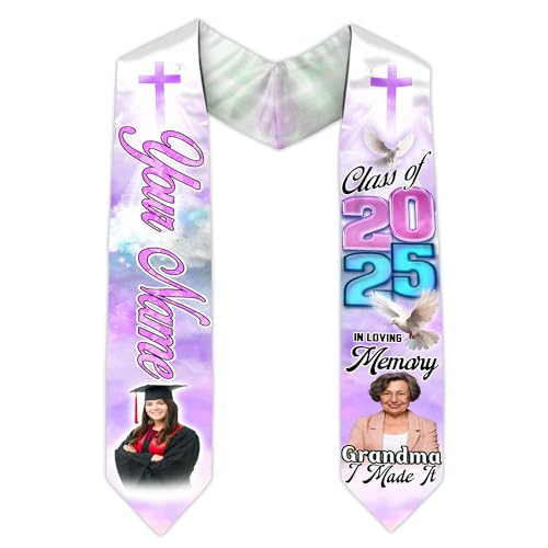 MonkeyVan Custom Memorial Graduation Sash 2025, Personalized Memorial Graduation Stole, Custom Graduation Sash with Tribute S222