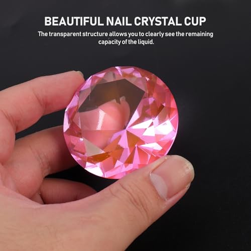 Vaso de cristal para arte de uñas con tapa rosa transparente miniatura 5