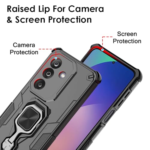 Image of TheGiftKart Tough Armor Bumper Back Case Cover for Samsung Galaxy M36 5G / F36 5G | Ring Holder & Kickstand in-Built | 360 Degree Protection Back Cover Case (PC & TPU, Black)