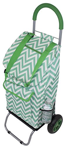 Image of dbest products Trolley Dolly Shopping Grocery Foldable Cart Storage Mom, Green Chevron