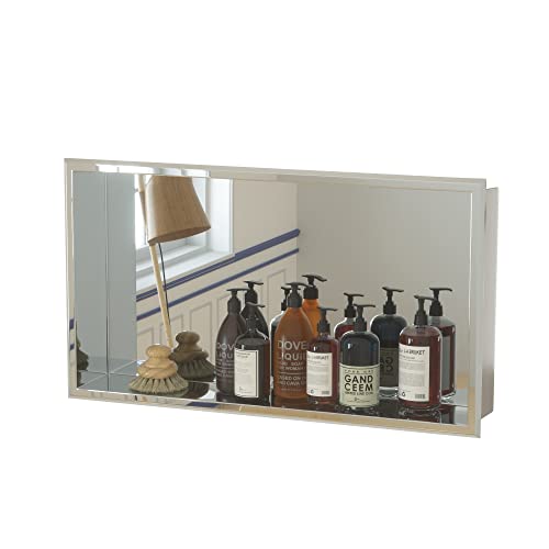 Inserto para nicho de ducha empotrado Suntage, acero inoxidable, sin necesidad de azulejos, para almacenamiento en pared de ducha o baño, 24" x 12", acabado brillante miniatura 1