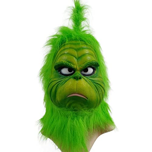 Senua The Grinch - Disfraz de máscara con piel peluda verde para Navidad, cosplay, fiesta, látex,...