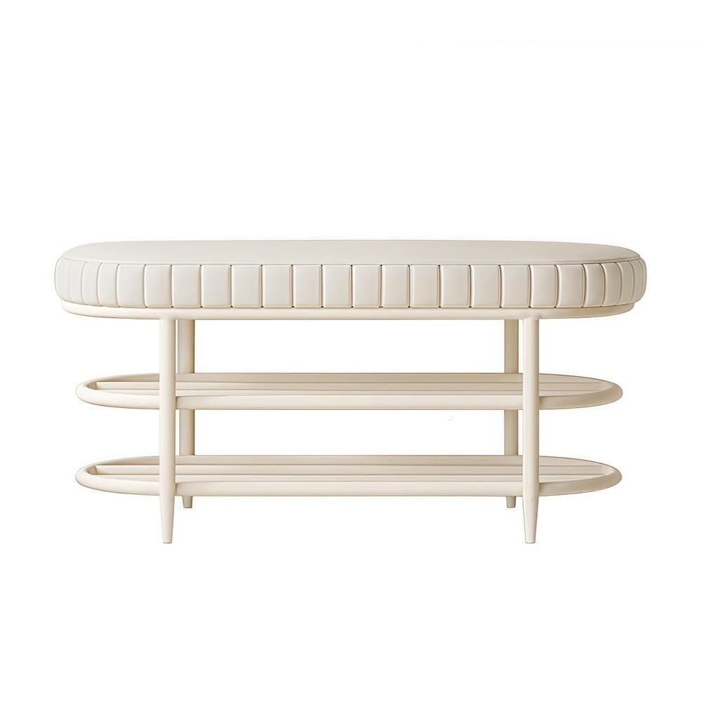 Banc à chaussures chic en velours et métal blanc pour un intérieur raffiné