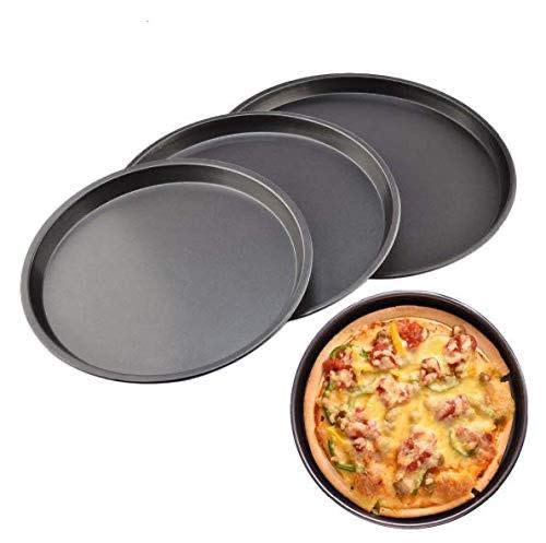SkyKey 3-Piece Set Non-Stick Pizza Pan, Round Premium Bakeware, Black