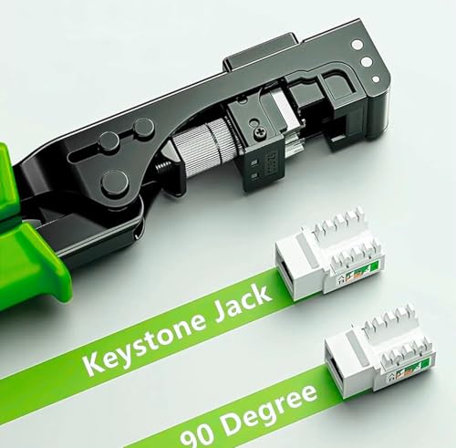 Image of XIKKART 90 RJ45 Keystone Jack Crimping Tool - Speed Termination Punch Down Tool for CAT5 CAT5e CAT6 CAT6A Ethernet Cable, Modular Keystone Jack Crimper for Patch Panels & Wall Plates (760B)
