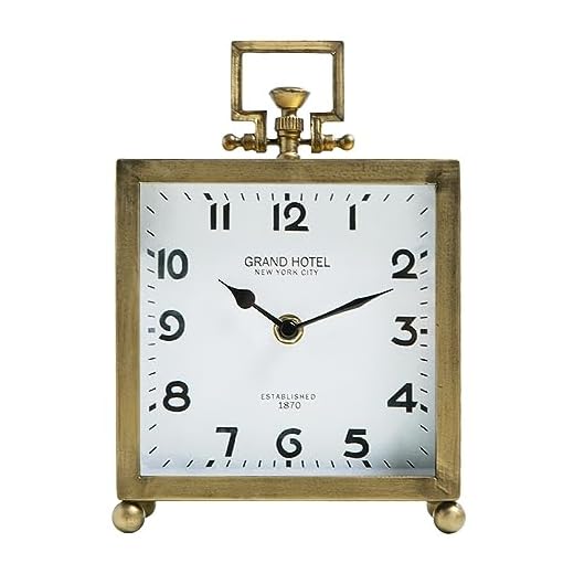 NIKKY HOME Metal Table Clock, Silent Non-Ticking Classic Battery Operated Decorative Mantel Desk Shelf Clock for Living Room Decor - Gold