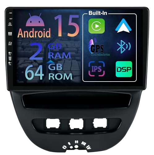 [2+64GB] Keconsing 10.1 Pulgadas Android 15 Autoradio para Peugeot 107/Citroen C1/Toyota Aygo 2004-2014 Radio Carplay Stereo Wireless Mit Car Play GPS Auto Navi Bildschirm Bluetooth Navegación Player