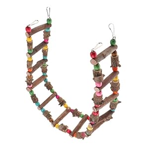 100x10cm Tolle XXL Naturholz H&auml;ngeleiter, H&auml;ngebr&uuml;cke mit bunten Kugeln | Vogel-Leitern