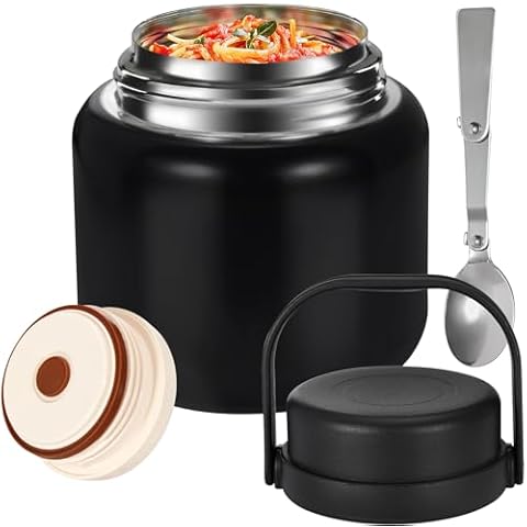 HWONMTE 17oz Soup Thermo for Hot Food Kids Adults Insulated Food Jar,Thermo Lunch Container with Handle Spoon Leakproof Lunch Box for School Office Travel Cover