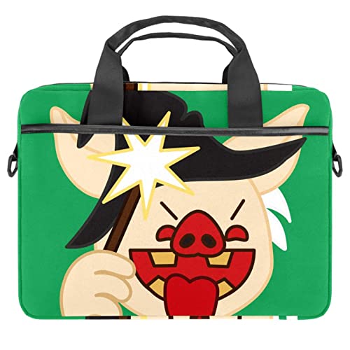 Sac ordinateur portable 13-14.5 pouces vert au design cochon de sorcière