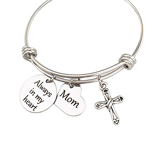 Always in my Heart Mom Memorial Bangle Bracelet