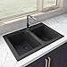 Ruvati Black Kitchen Sink 33 x 22 inch Drop-in Topmount Granite Composite Double Bowl - RVG1396BK