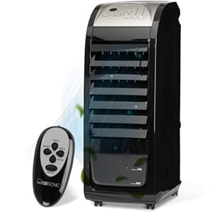 Clatronic® 4in1 Klimaanlage + Luftentfeuchter + Luftreiniger + Luftkühler | 3 Gebläsestufen | 8 Std.-Timer | 4,5 Liter Wassertank | 90° oszillierend | 4 Rollen | 70 Watt | LK 3742 schwarz