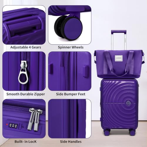Image of LARVENDER Luggage Sets 5 Piece Set Suitcase Hardshell Expandable Carry On | ABS+PC, Suitcase Set for Women, Spinner Wheels, Durability, Lightweight, Telescopic Handle, Family Travel Luggage Set