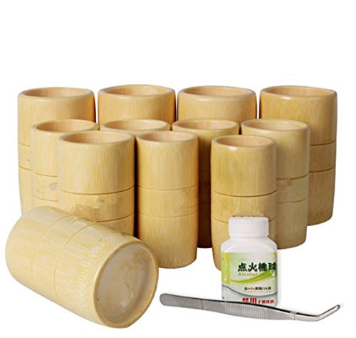 SAZDFY 12 pcs Naturel Bambou Physiologique Ventouses Massage Set/Traditioanl Méthode de Guérison pour Bloody Ventouses Cover