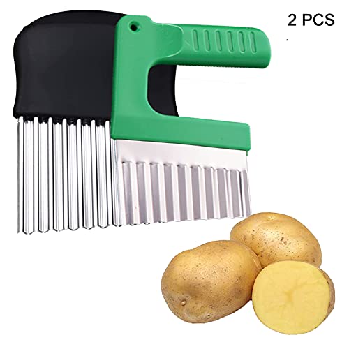 Vegetable Fruit Salad Cutter 2 Pieces Potato Cutter for Chips Knife Wave Cutter Potato Wave Knife for Cutting Potatoes, Onions, Radishes, Cucumbers - Image 4