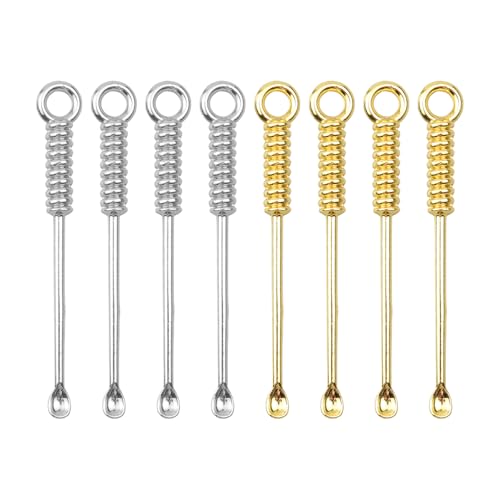 Tabanzhe Juego de 8 mini cucharas de rapé de metal, pequeñas cucharas de polvo para medicina, cuchara de micro humo, cuchara pequeña para collares, colgantes, herramientas de vajilla (oro y plata)