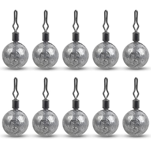 Drop Shot Weights Kit Round Cannonball Fishing Sinkers Weights Bass Casting Fishing Weights Swivel Drop Shot Sinker Rig Tackle for Bass Fishing Freshwater Saltwater