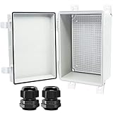 Otdorpatio Junction Box, Hinged Cover IP67 Waterproof ABS Project Box with 2 NPT 1/2" Cable Gland, E