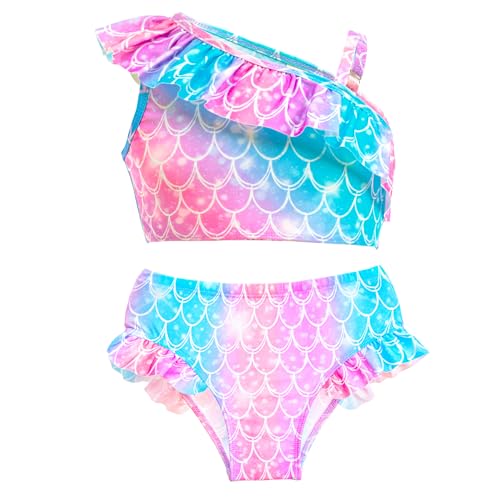 GALLDEALS Girls Swimsuit 3 Piece Bathing Suits Flounce Ruffle Tankini Set Beach Swimwear with Cover Ups Skirt for 3-10 Years3