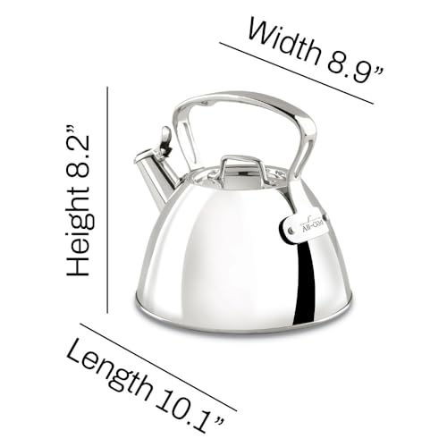 All-Clad Specialty Stainless Steel Tea Kettle 2 Quart Induction Pots and Pans, Cookware Silver