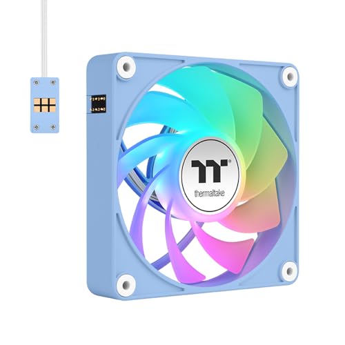 Image of Thermaltake CT140 EX ARGB Reverse PC Cooling Fan HydrangeaBlue 3-Fan Pack, Magnetic Connection, 5V Motherboard Sync, 16.8 Million Colors 9 Addressable LEDs,140 mm Case /Radiator Fan,CL-F199-PL14BU-A