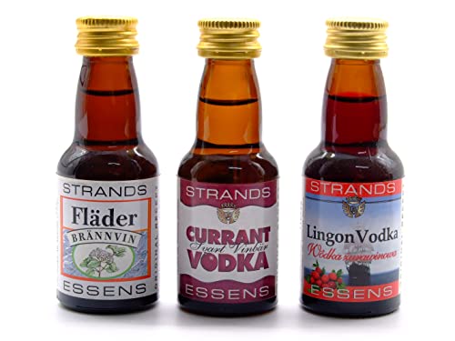 Set de Esencias: Vodka de Grosella + Flader (Lilas Negras) + Lingon (Arándano Rojo) – 3 x 25 ml, Sin Alcohol