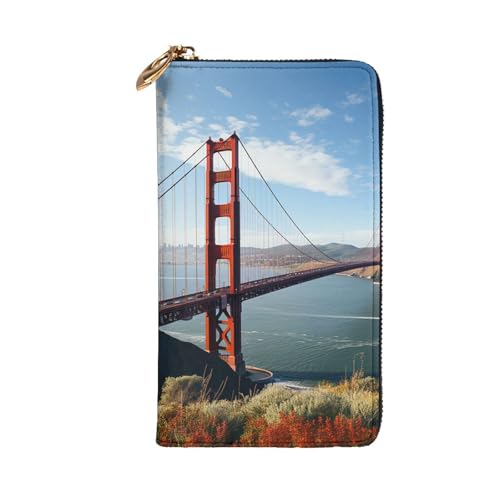 Womens Wallet Leather Slim Wallet Long Card Holder Case Zip Clutch San Francisco Golden Gate Bridge Travel Purse3
