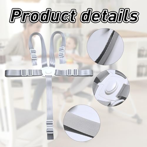 Hauck Hochstuhl Gurt,5 Punkt Gurt Hochstuhl für Tripp Trapp,Ersatz-Sicherheitsgurte,Kinderwagen Zubehör,Verstellbare Wandelbare Baby Sicherheitsgurt,Kinderschutzgurt,Sicherheitsgurt (Weiß)