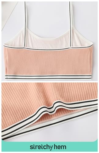 Girls Cotton Training Bra Stretch Spaghetti Strap Cami Crop Bralette3